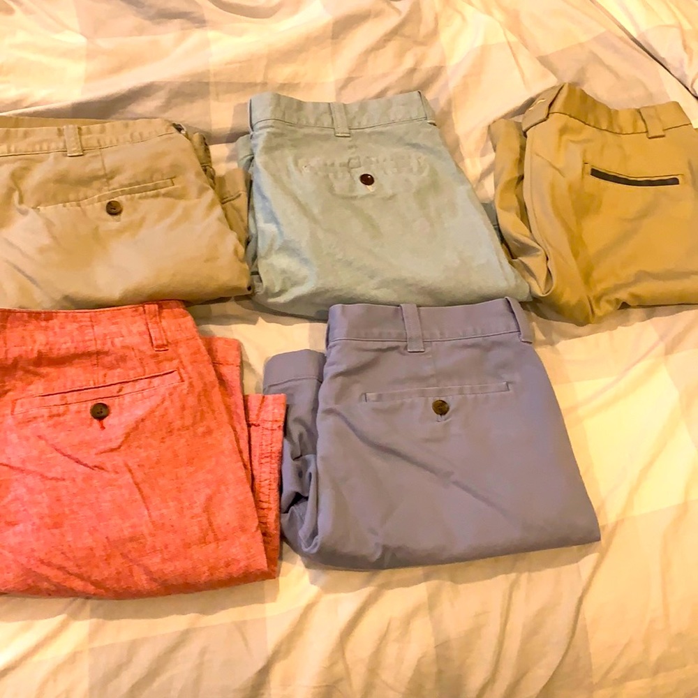 4 pairs J. Crew shorts. 1 Slazenger Golf shorts.